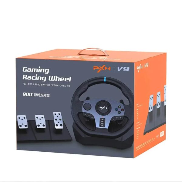 Racing Wheel PXN - V9 PRO Brand New Racing Game Steering Wheel with Responsive Gear and Pedals Compatible for PS5, PC , PS3 , PS4 , XBOX ONE , XBOX360