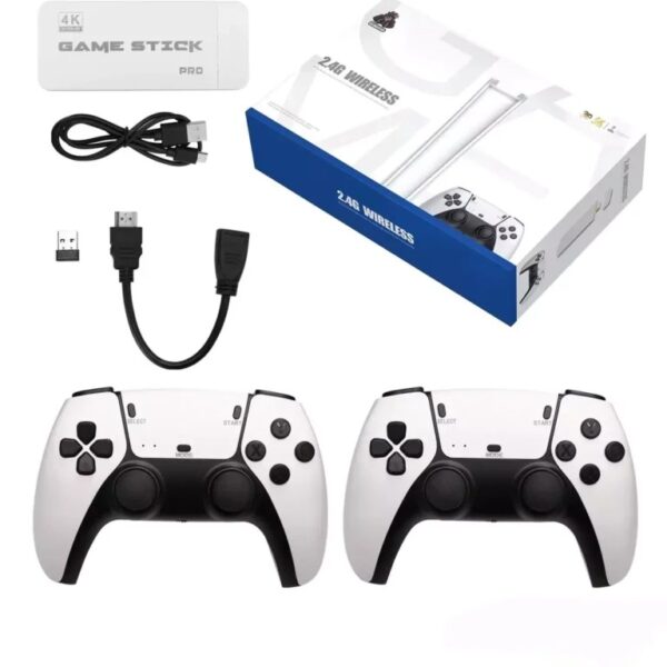 M15 Game Stick 4K Console 64GB with Dual 2.4G Wireless Controllers – 20000 Games – PS1/GBA/SNES -emultan.pk