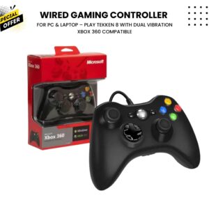 Wired Gaming Controller for PC & Laptop – Play Tekken 8 with Dual Vibration | Xbox 360 Compatible
