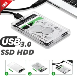 USB 3.0 Transparent Hard Drive Case – 2.5" Portable SSD/HDD Enclosure