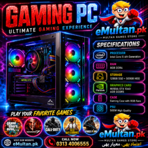 Intel Core i5 6th Gen Gaming PC – NVIDIA GTX 1060 6GB , 8GB , 128GB SSD + 500GB HDD by eMultan.pk