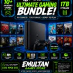PlayStation 4 PS4 Slim 1TB Console Bundle – 10+ Pre-Loaded Games | Ready to Play Offline Gaming System | EMULTAN Games Store