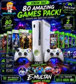 XBOX 360 (FAT) 320GB 2 WIRELESS CONTROLLERS 80 GAMES OFFLINE