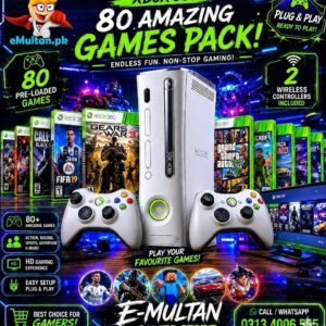 XBOX 360 (FAT) 320GB 2 WIRELESS CONTROLLERS 80 GAMES OFFLINE